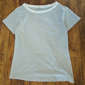 VTG L.L. Bean‎ boat neck short sleeve tee women's medium pinstripe cotton casual